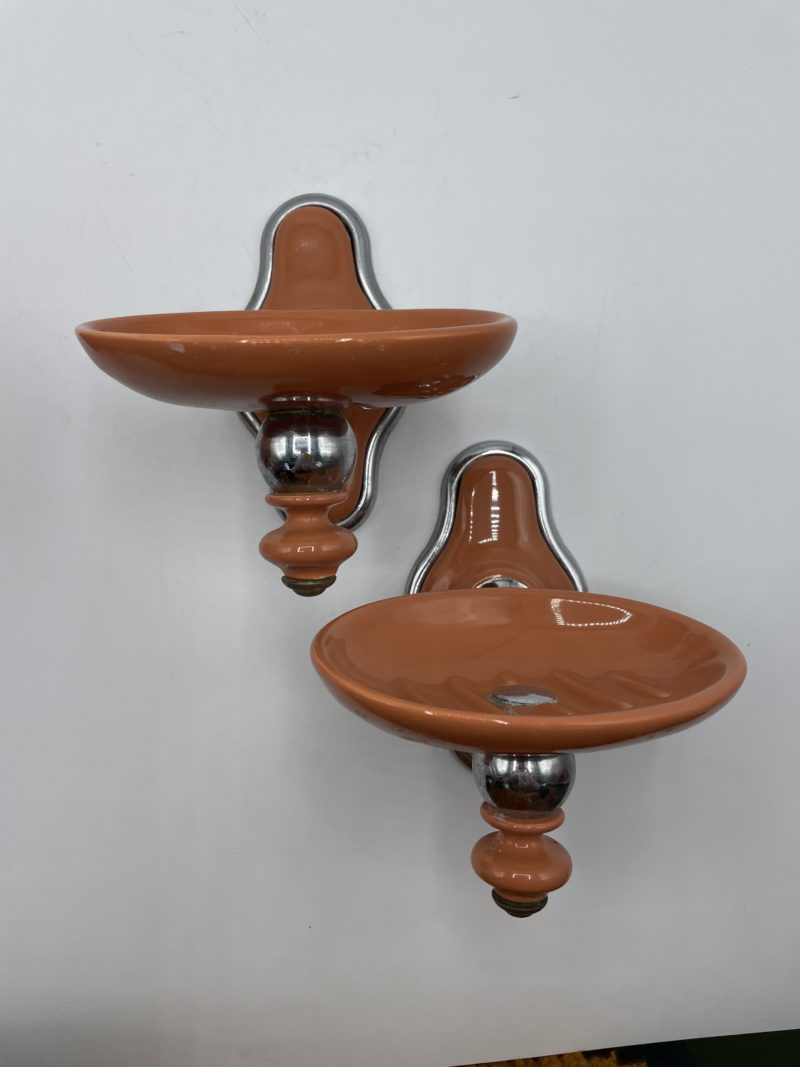 Ensemble pour salle de bain porte savon porte serviette vintage saumon – Image 11