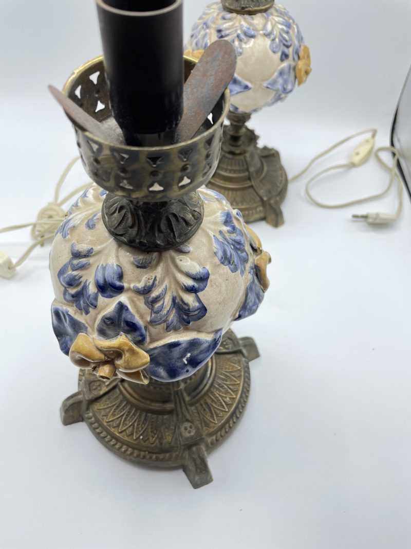 Lot de 2 lampes en céramique et bronze – Image 2