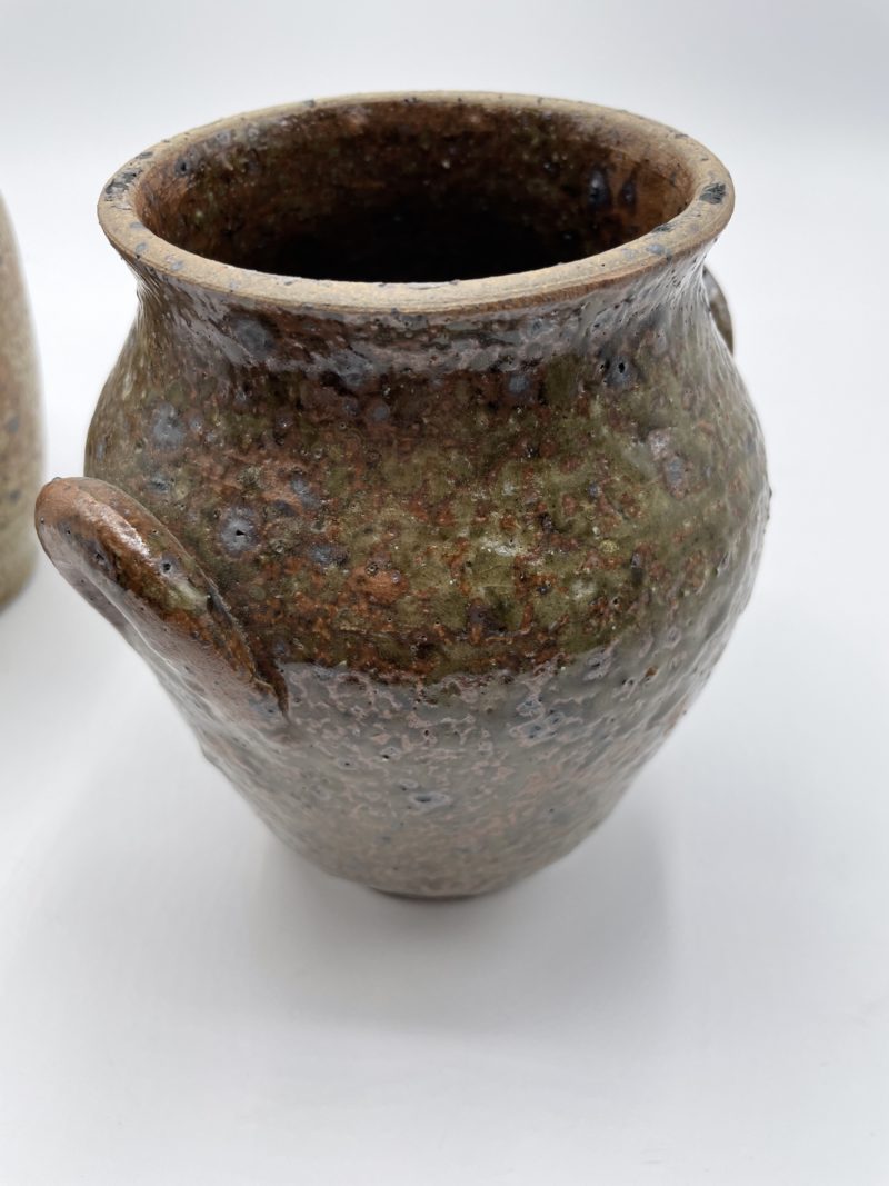Duo de deux pots à graisse vintage en grès – Image 6