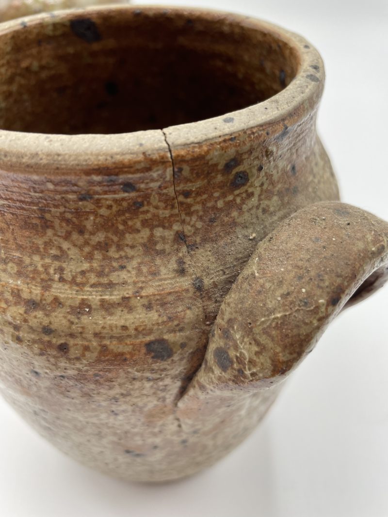 Duo de deux pots à graisse vintage en grès – Image 4