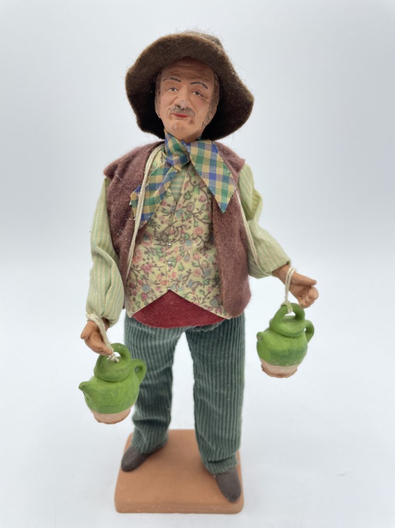 Duo santons collection Claude Carbonel pêcheur et homme aux cruches – Image 10