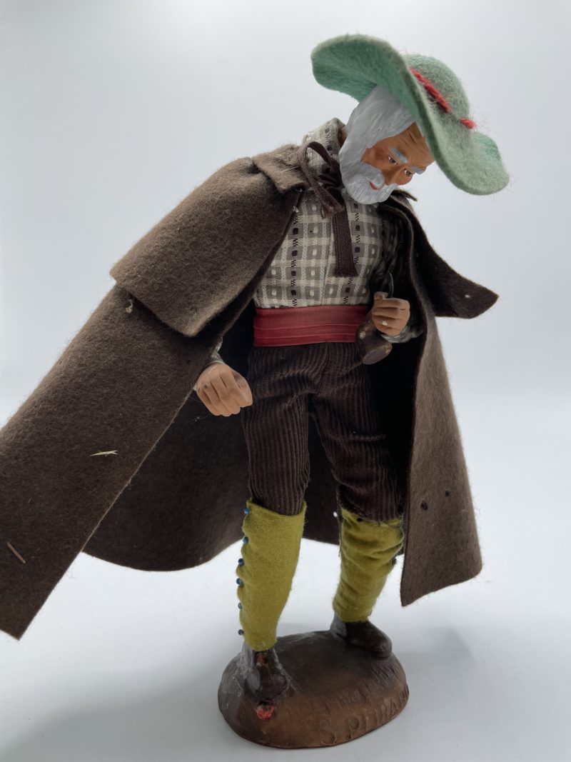 Duo de grands santons S Peirano dame au fagot et vieux à la pipe – Image 4