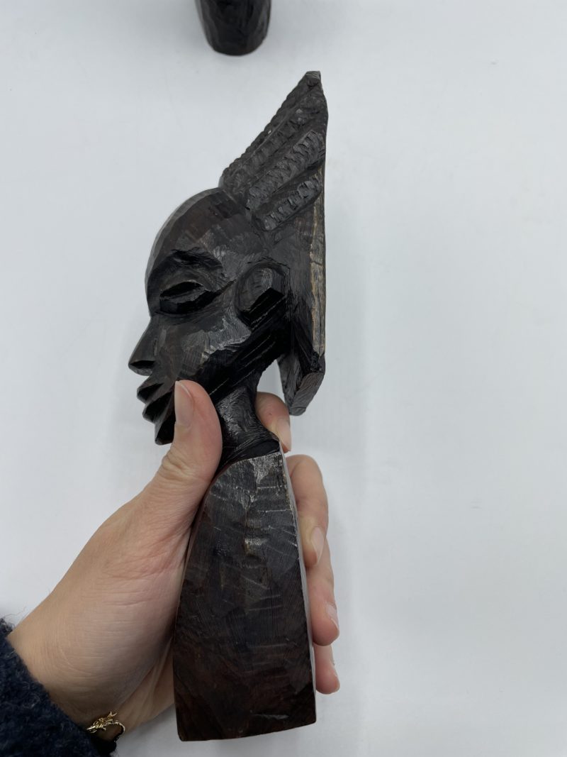 Duo de bustes taillés bois d'ébène afrique – Image 6