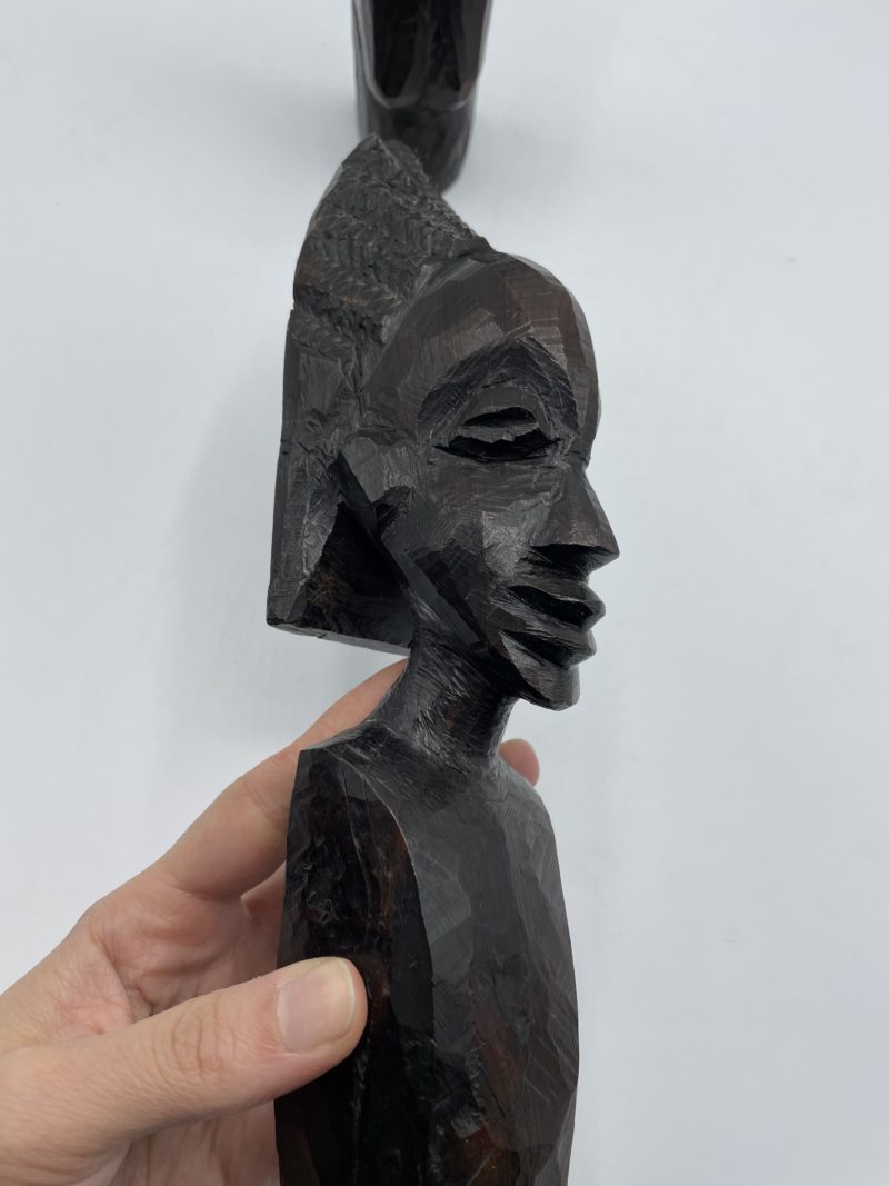 Duo de bustes taillés bois d'ébène afrique – Image 12