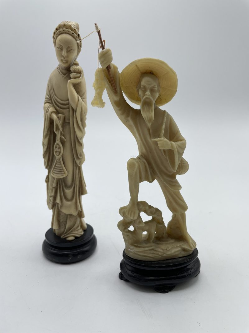 statuette chine asie ivoire resine vintage