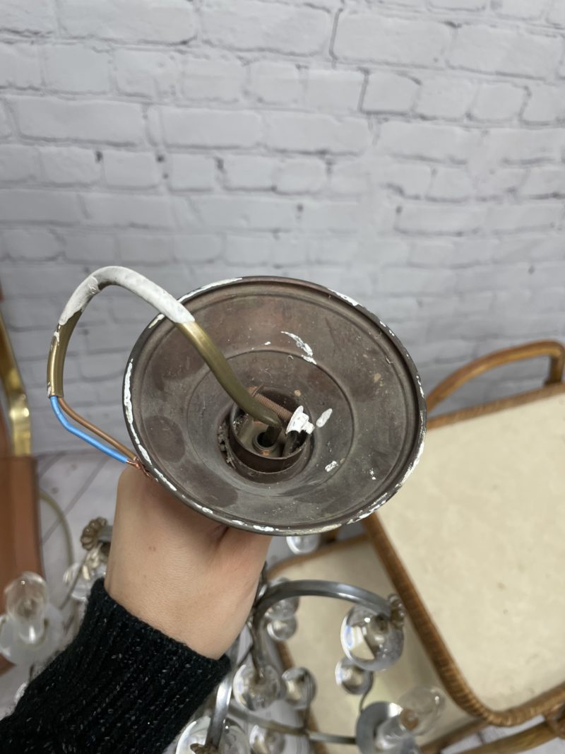LLustre plafonnier vintage métal et perles rondes en verre style industriel – Image 4