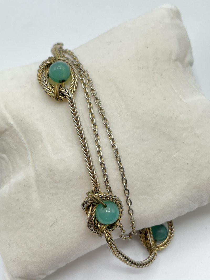 bracelet chaine perles vintage ancien turquoise