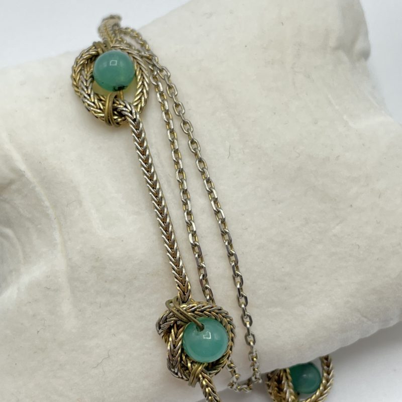 bracelet chaine perles vintage ancien turquoise