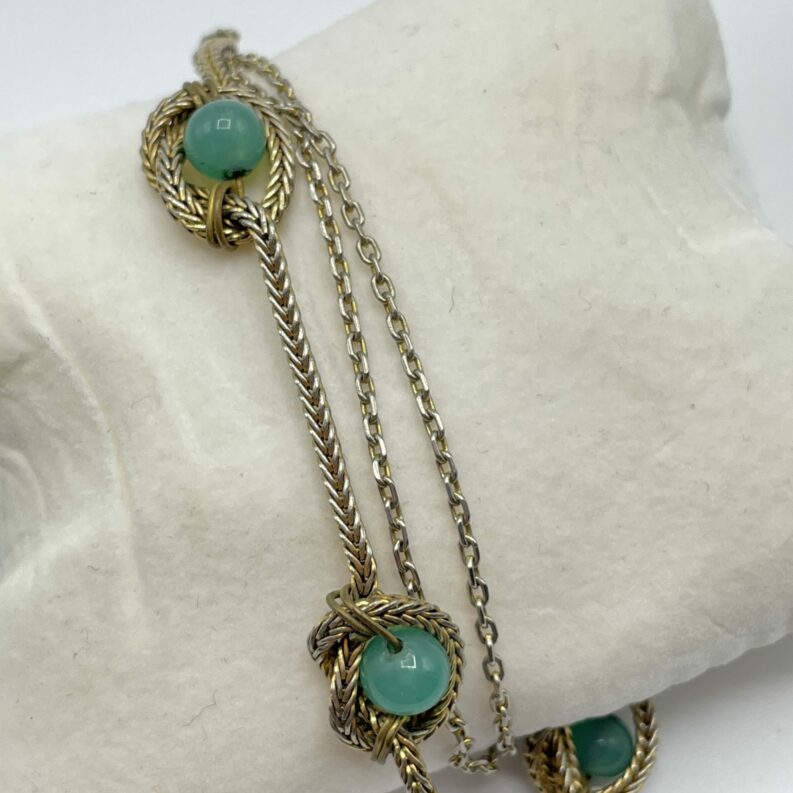 bracelet chaine perles vintage ancien turquoise
