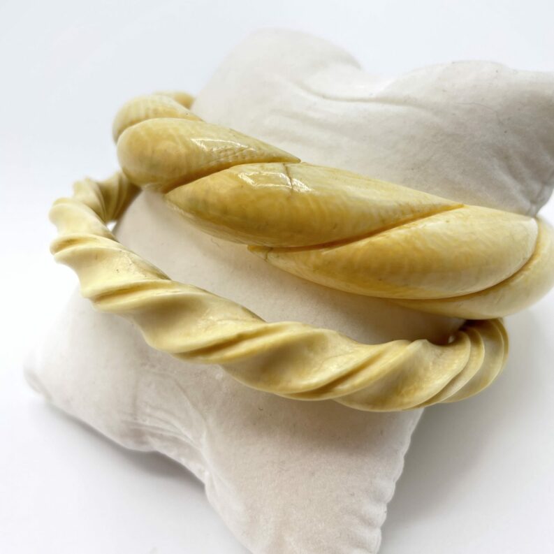 bracelet vintage ivoire corne torsade vintage bijou ancien ethnique