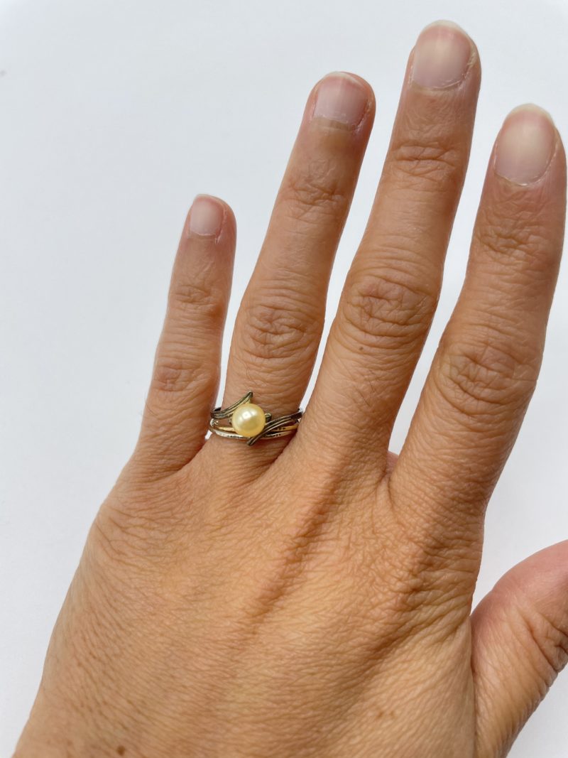 Bague argent et perle – Image 2