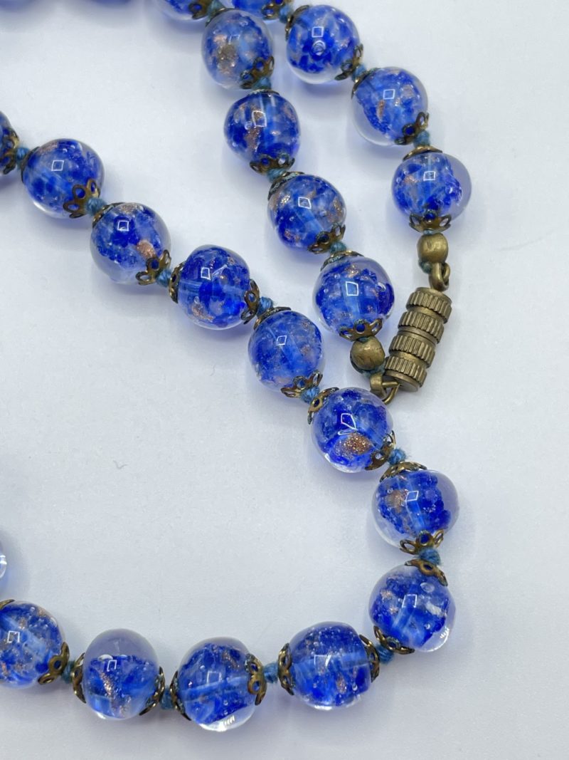 Collier perles bleues et or – Image 2