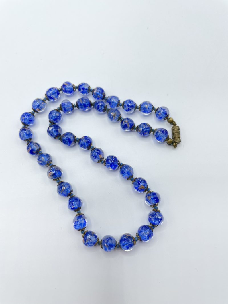 Collier perles bleues et or – Image 3