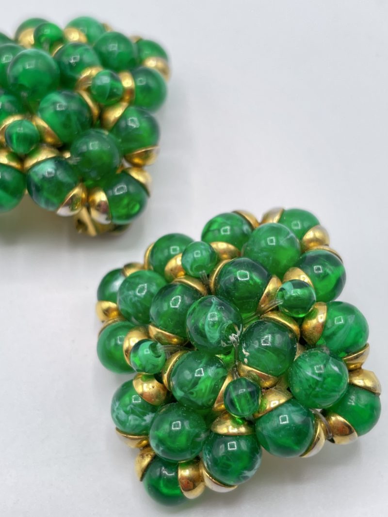 boucle oreille bijou vintage puce vert