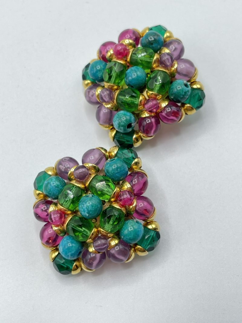 boucle oreille bijou vintage puce vert violet