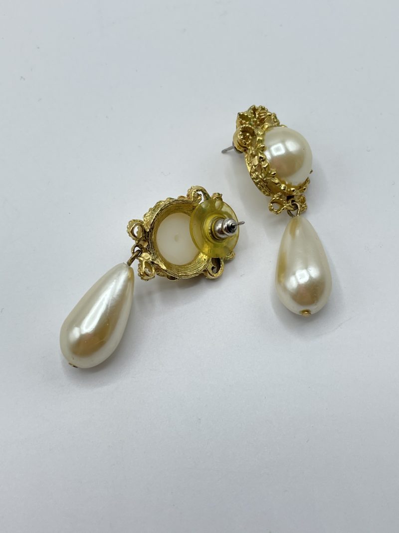 Boucles d'oreille perle vintage – Image 2