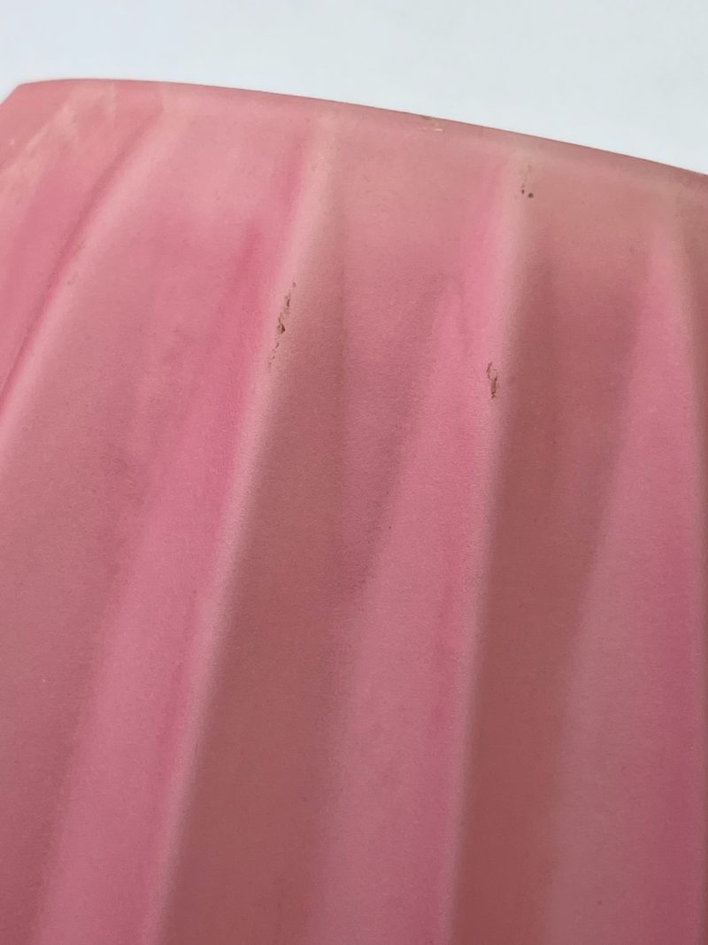 Duo de lampes à pied vintage pâte de verre rose strié et inox – Image 12