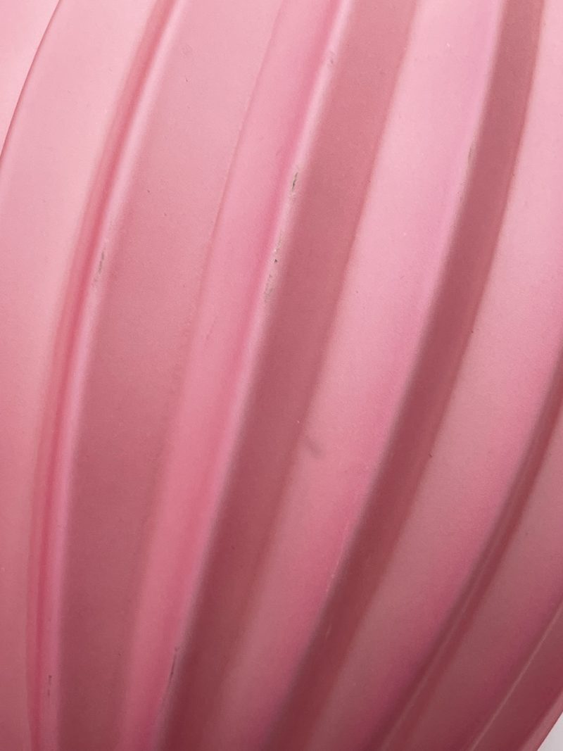Duo de lampes à pied vintage pâte de verre rose strié et inox – Image 10