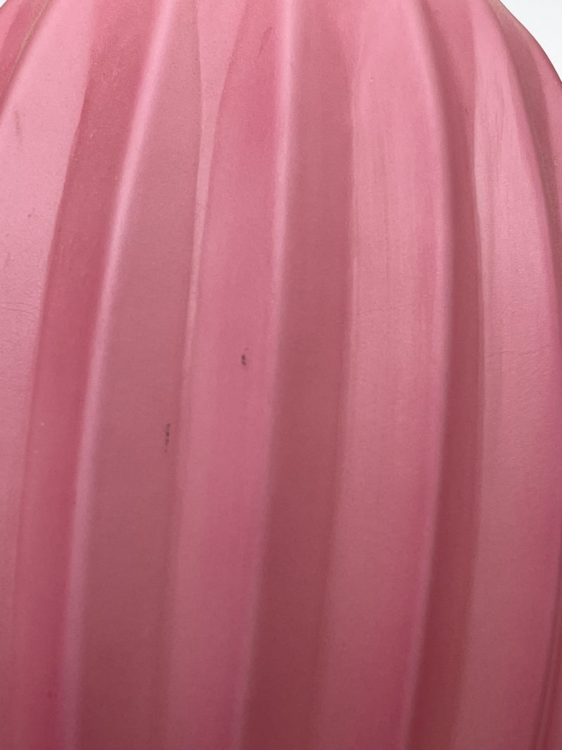Duo de lampes à pied vintage pâte de verre rose strié et inox – Image 6