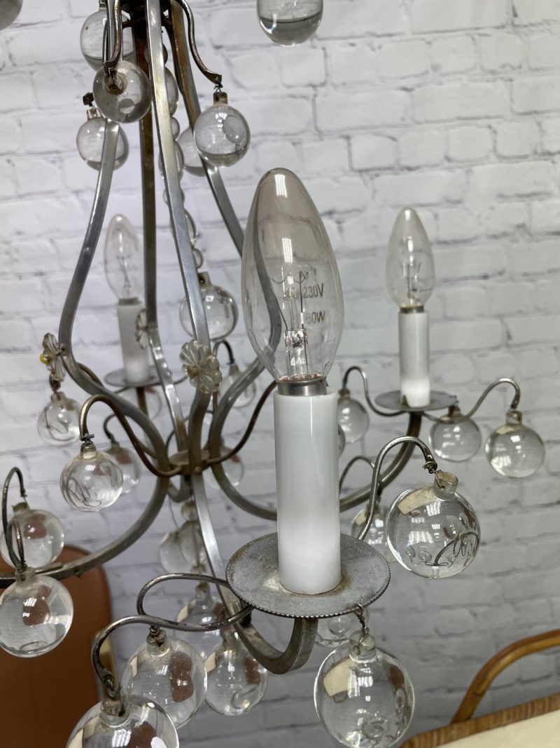 LLustre plafonnier vintage métal et perles rondes en verre style industriel – Image 2