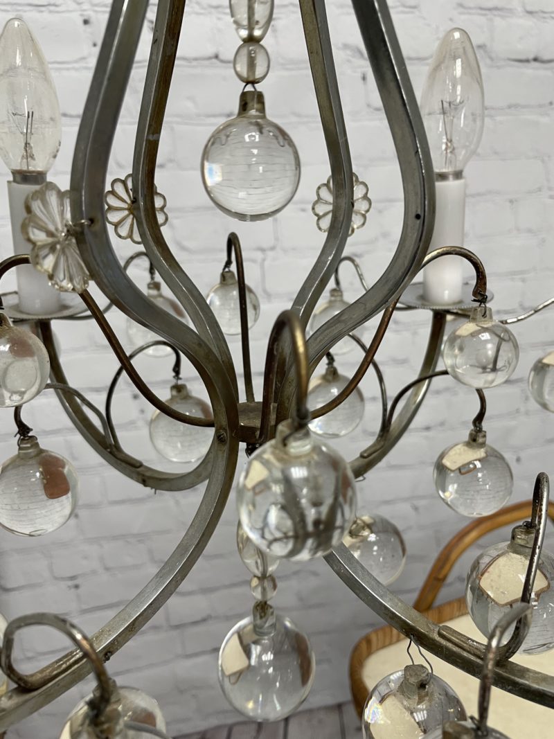 LLustre plafonnier vintage métal et perles rondes en verre style industriel – Image 6