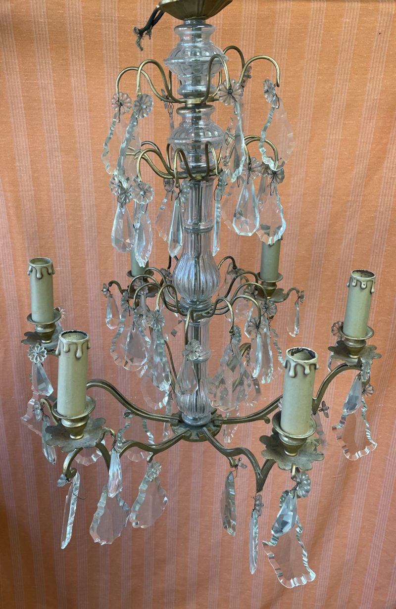 lustre plafonnier vintage retro pampille verre metal