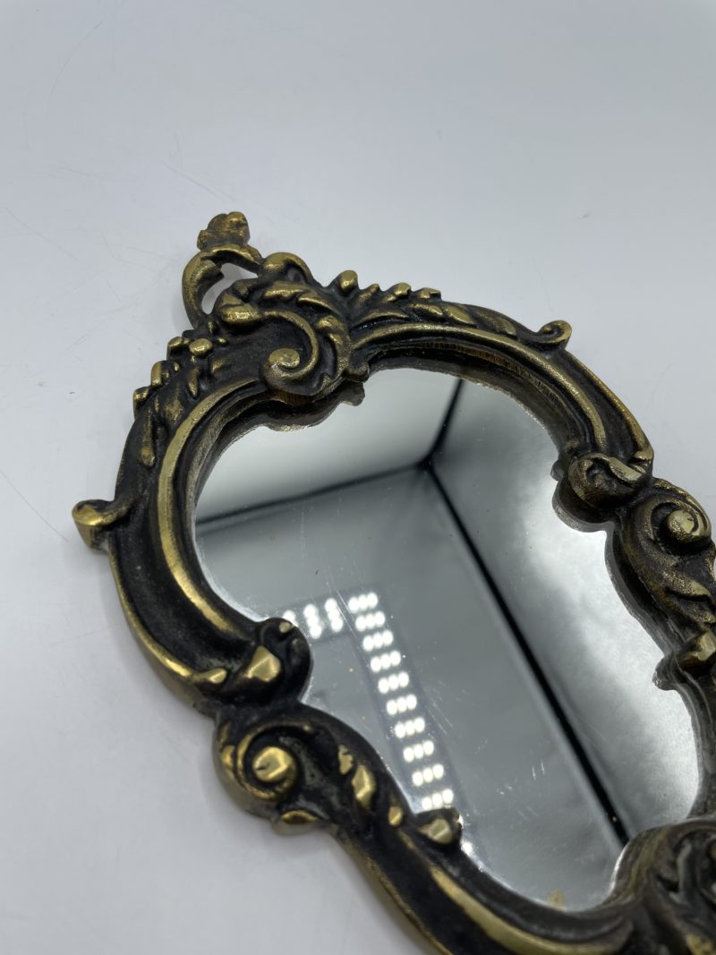 Ancien miroir à main en laiton vintage – Image 2