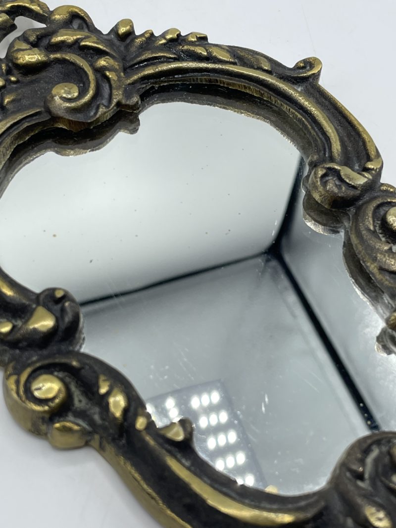 Ancien miroir à main en laiton vintage – Image 5