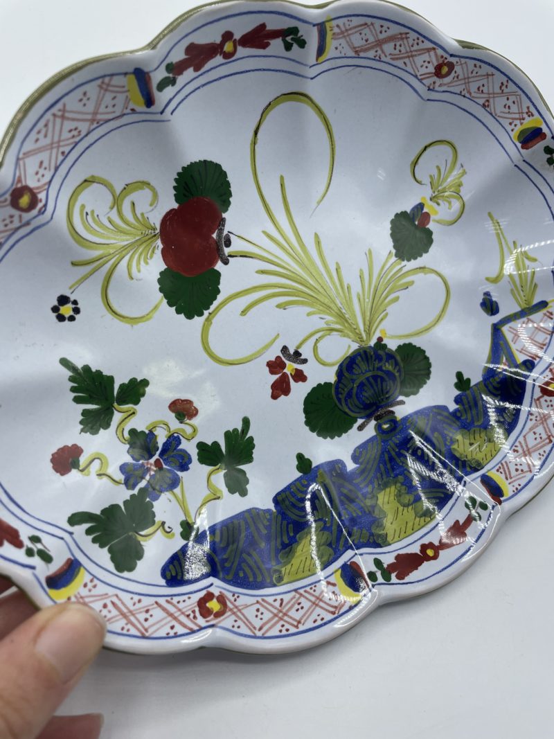Petit plat creux ovale en faïence italienne – Image 2