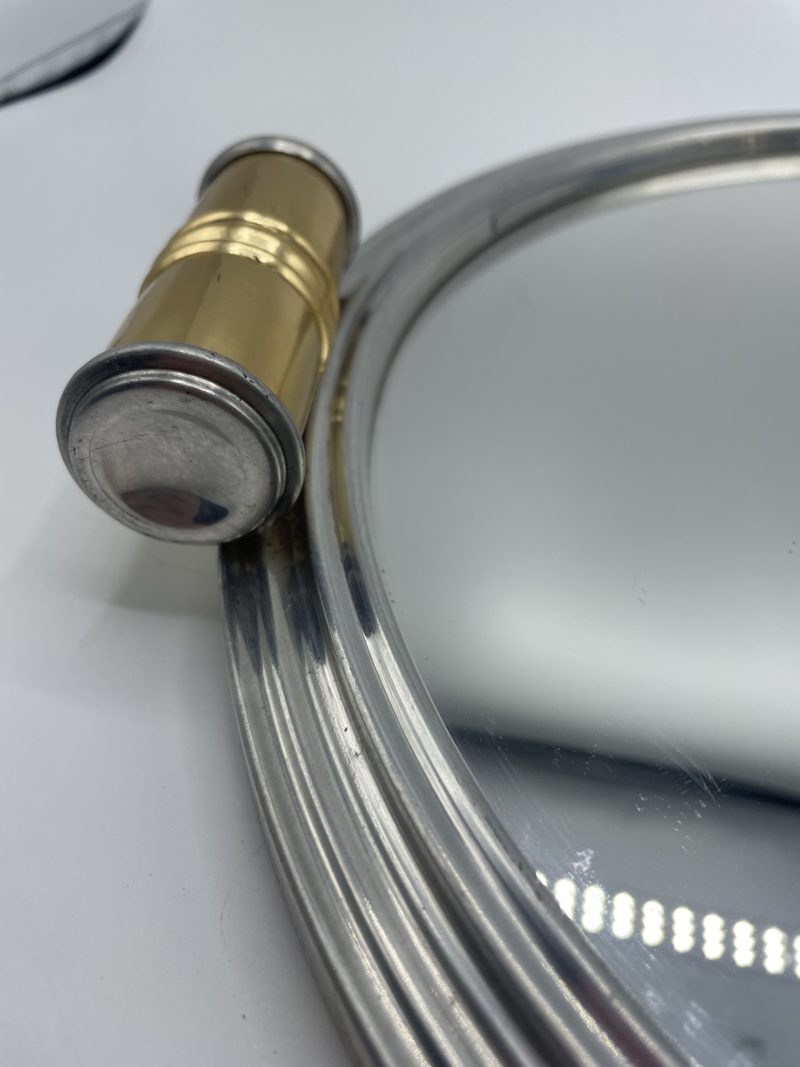 Plateau rond vintage à fond miroir chromé – Image 8