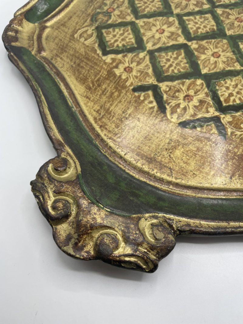 Plateau vintage florentin en bois baroque italien – Image 5