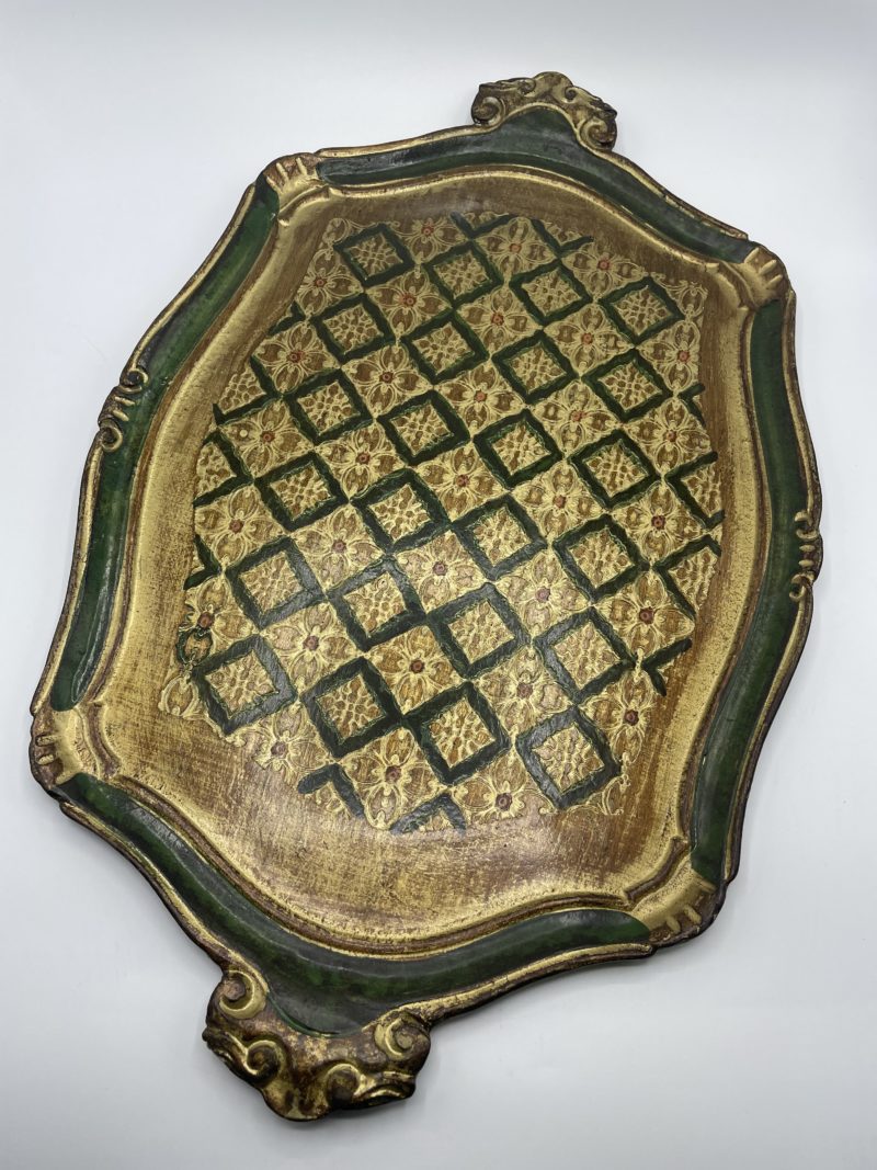 Plateau vintage florentin en bois baroque italien – Image 7