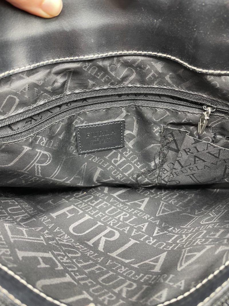 Sac à main vintage Furla cuir noir – Image 3