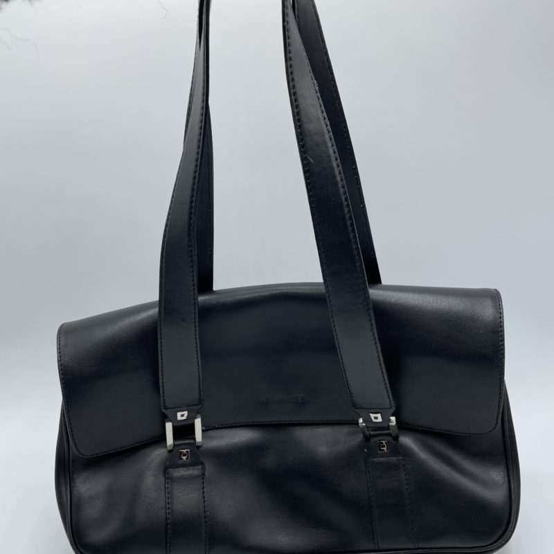 sac a main vintage cuir noir le tanneur seconde main