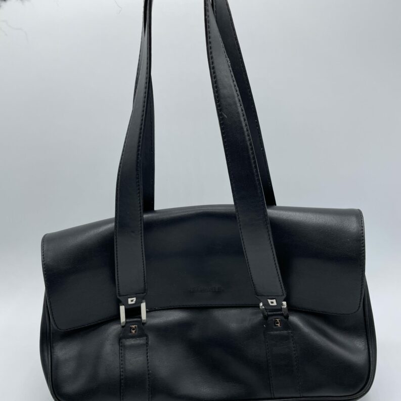 sac a main vintage cuir noir le tanneur seconde main