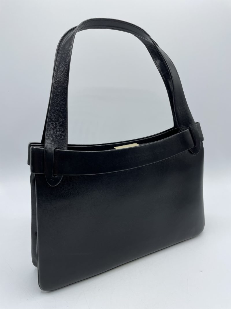 sac main vintage cuir noir seconde main