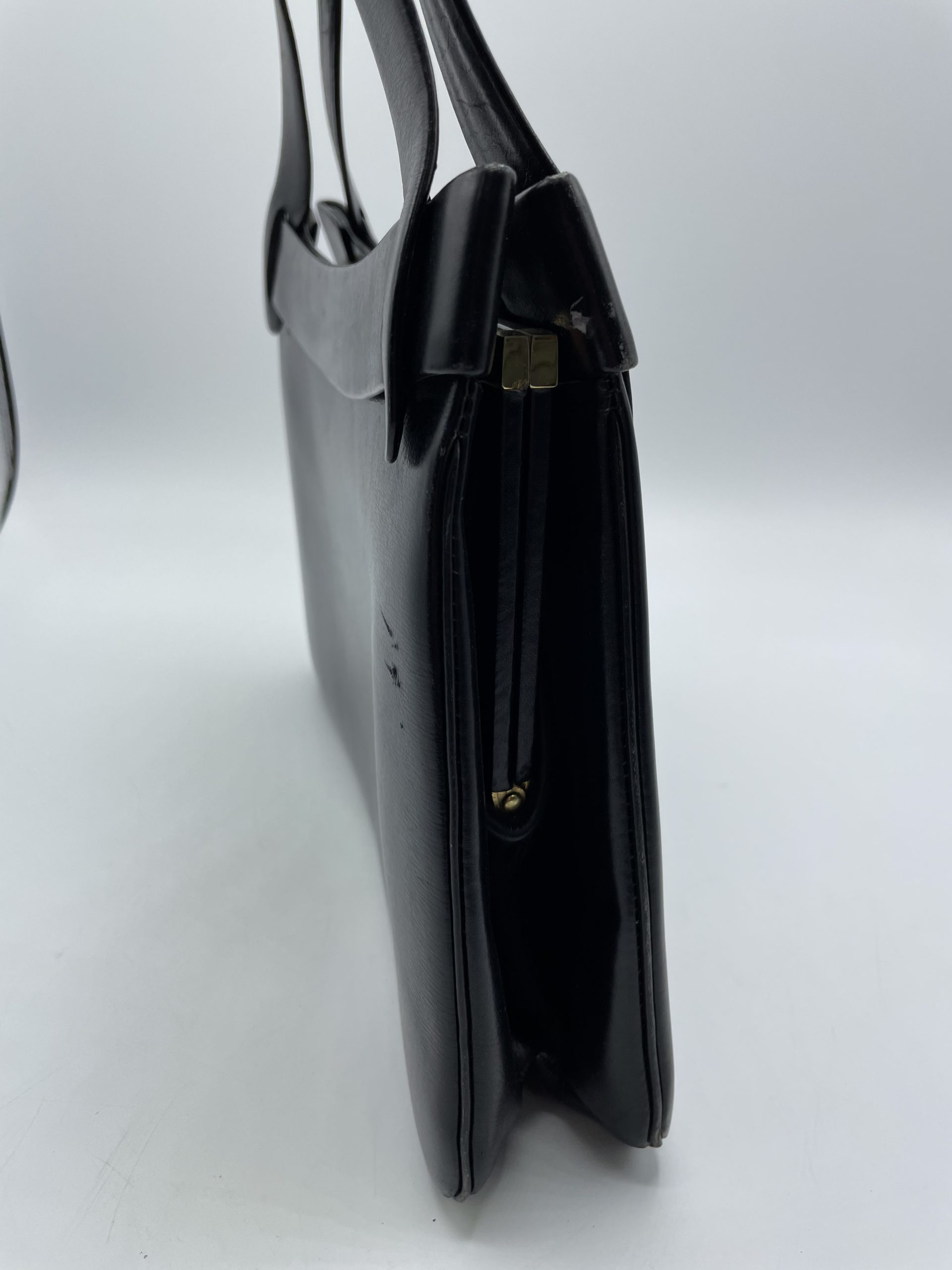 Sac à main vintage cuir lisse noir Gucci - Ressourcerie Histoires Sans Fin