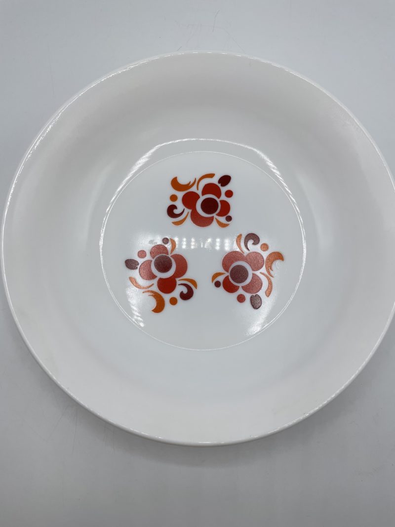 saladier plat creux vaissele vintage arcopal fleur rouge