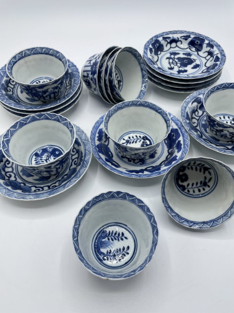 service the porcelaine chine vintage bleu blanc