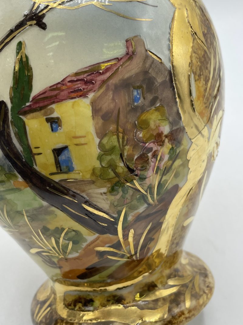Vase vintage en céramique décor main Provence Rieubernet – Image 3