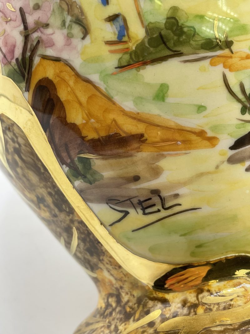 Vase vintage en céramique décor main Provence Rieubernet – Image 2