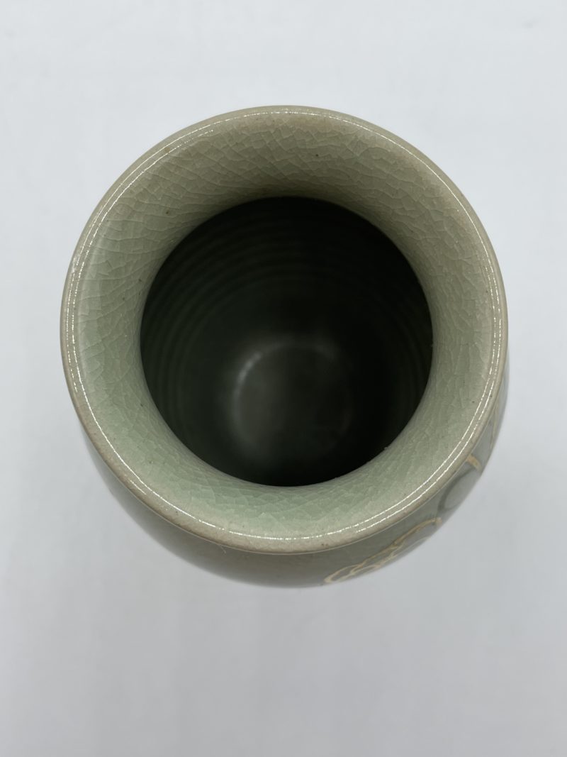 Vase vintage en terre cuite émaillé verts auge Chiang Mai Thailande – Image 4