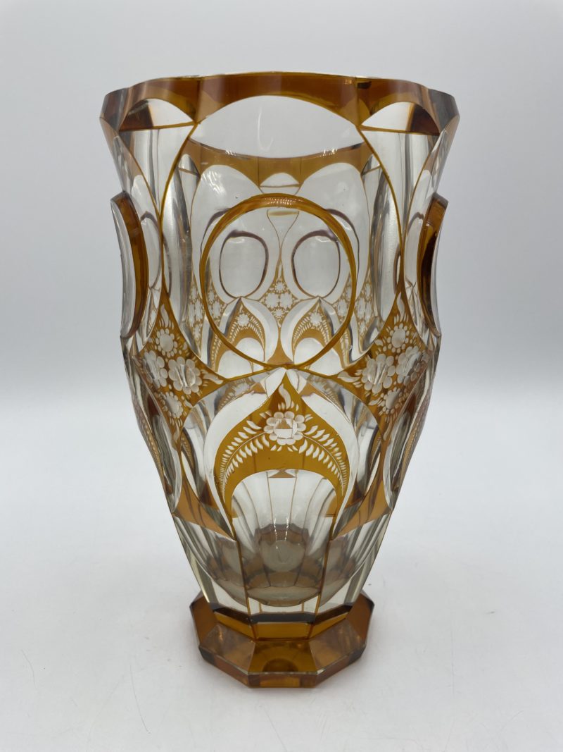 vase vintage verre cisele orange pop