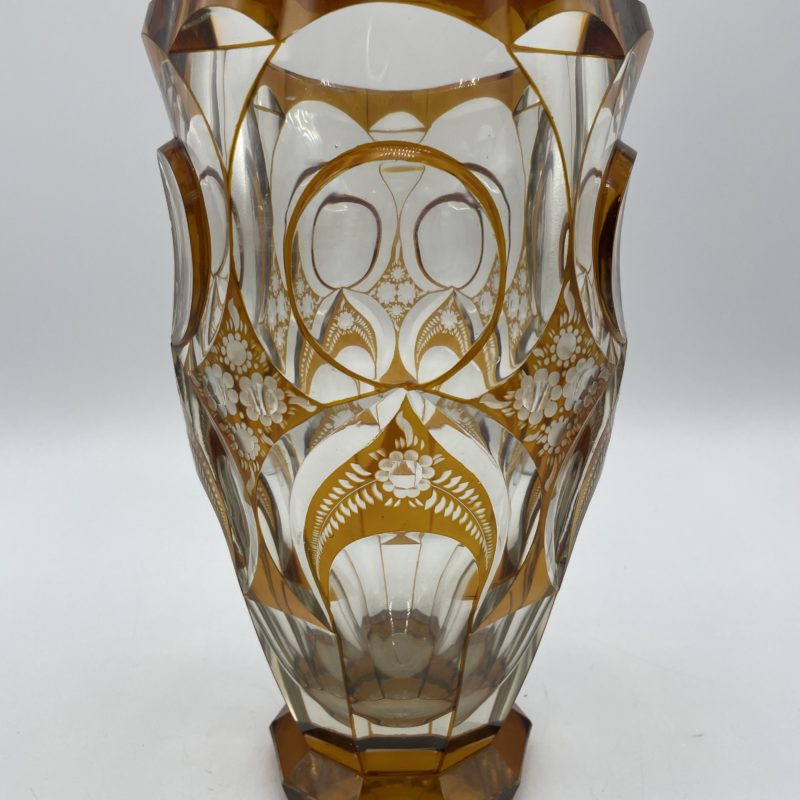 vase vintage verre cisele orange pop