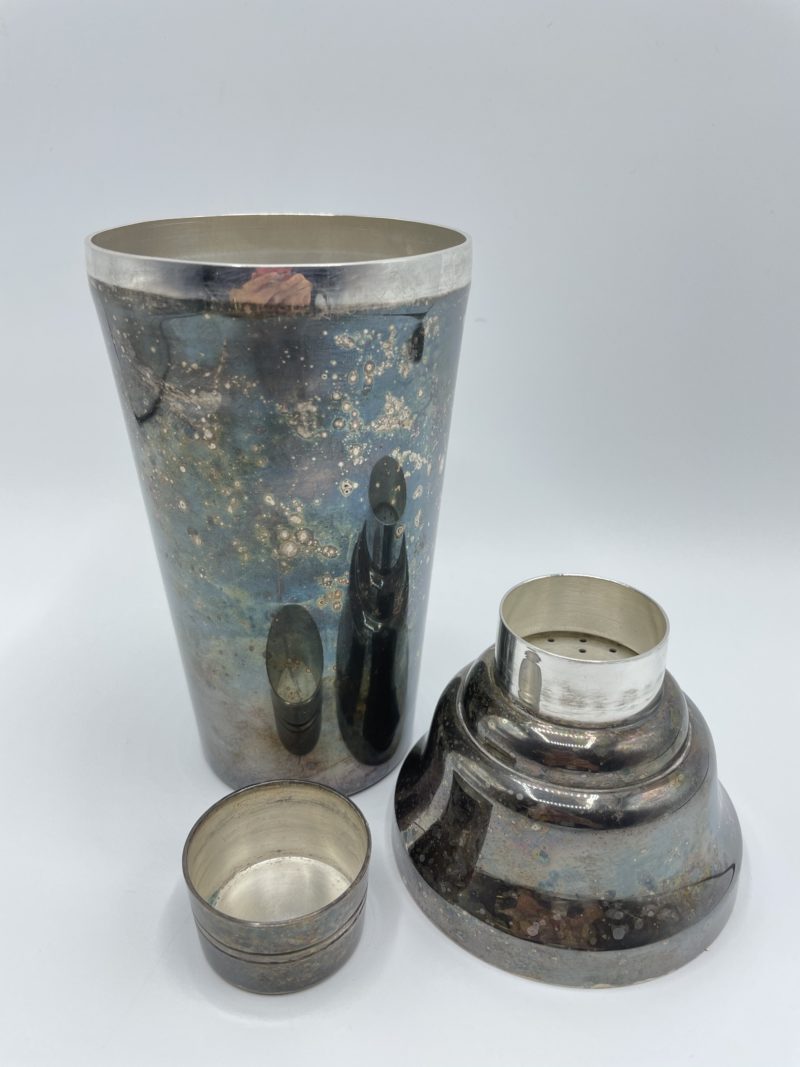 Shaker vintage en métal argenté – Image 3