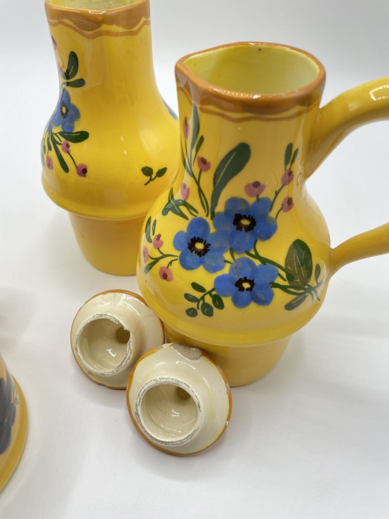 Porte condiments cuisine poterie jaune à fleurs – Image 6