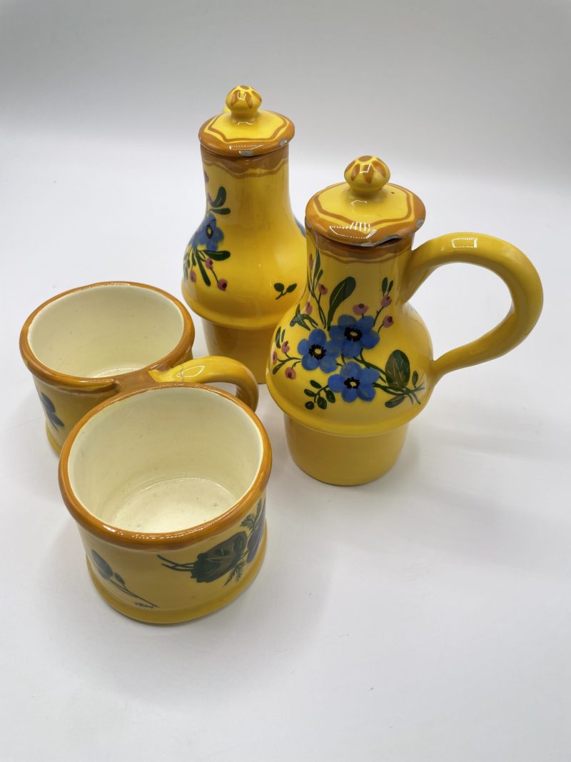 Porte condiments cuisine poterie jaune à fleurs – Image 5