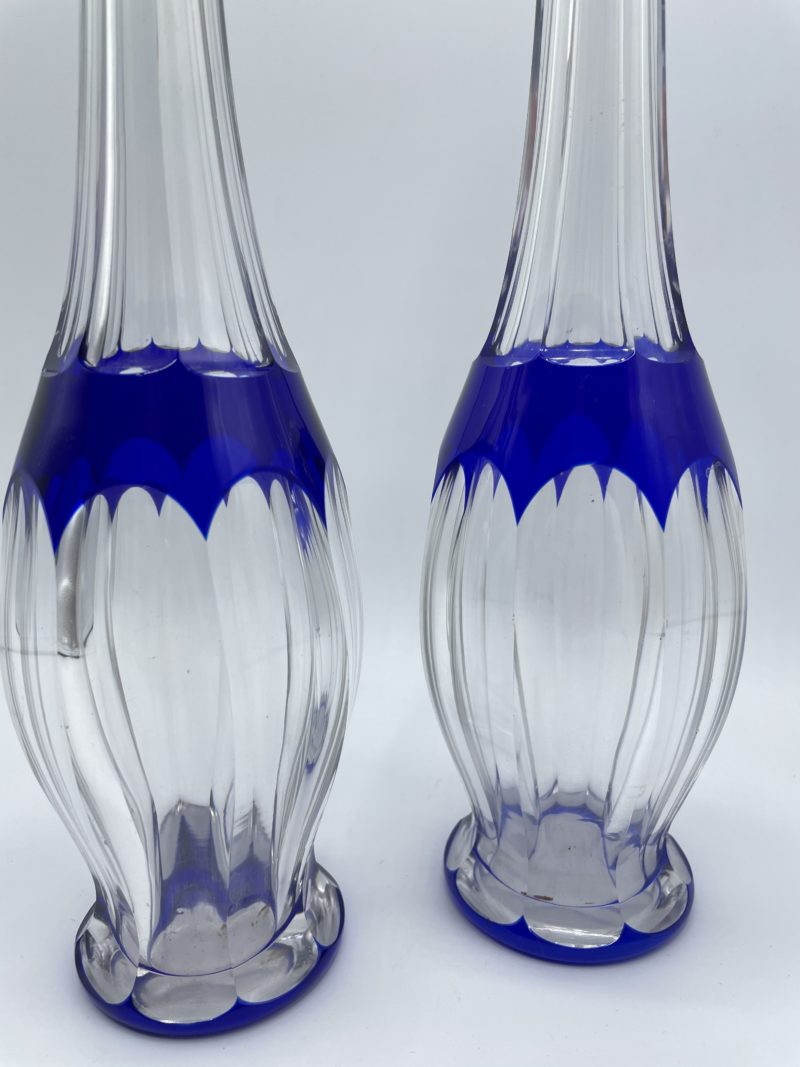 Lot de 2 carafes en cristal SAINT LOUIS modèle JOSEPH bleues – Image 3