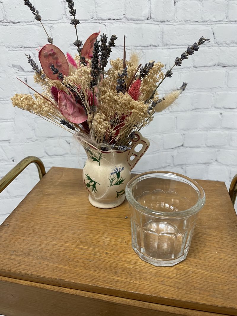 ancien pot confiture verre vintage facettes france