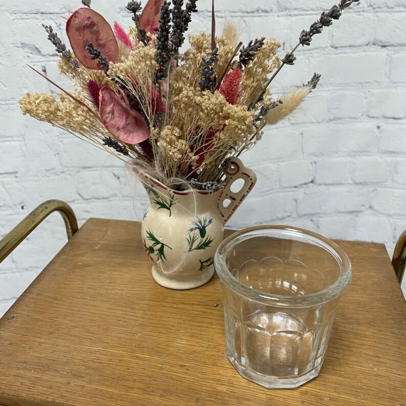 ancien pot confiture verre vintage facettes france